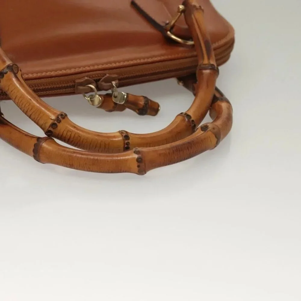 GUCCI Hand Bag Leather Brown Gold 000 2214 0290 Auth ep9714 - Picture 7 of 16